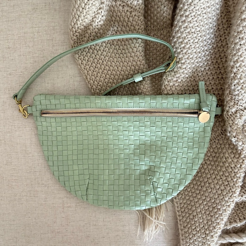 Clare V Grande Fanny in Mist Woven Checker NEW - Picture 9 of 11